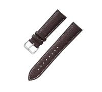 YUBAOLI Watch straps,12/14/16/18/20/22mm Colored Lychee Grain Soft Cowhide Watch Strap for Analogue Watch(Brown-White Line,14mm)