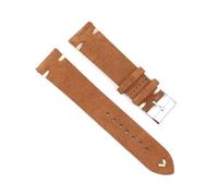 YUBAOLI Watch straps,18/20/22/24mm Handmade Stitching Vintage Suede Genuine Leather Watchband with Quick Release Spring Bar(Brown-White,24mm)