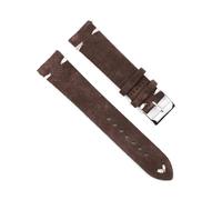 YUBAOLI Watch straps,18/20/22/24mm Handmade Stitching Vintage Suede Genuine Leather Watchband with Quick Release Spring Bar(Coffee-White,24mm)
