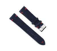 YUBAOLI Watch straps,18/20/22/24mm Handmade Stitching Vintage Suede Genuine Leather Watchband with Quick Release Spring Bar(Dark Blue-Red,18mm)
