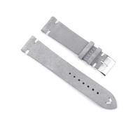 YUBAOLI Watch straps,18/20/22/24mm Handmade Stitching Vintage Suede Genuine Leather Watchband with Quick Release Spring Bar(Gray-White,22mm)