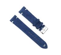 YUBAOLI Watch straps,18/20/22/24mm Handmade Stitching Vintage Suede Genuine Leather Watchband with Quick Release Spring Bar(Royal Blue-White,24mm)