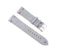YUBAOLI Watch straps,18/20/22/24mm Handmade Stitching Vintage Suede Genuine Leather Watchband with Quick Release Spring Bar(Gray-Red and Blue,24mm)