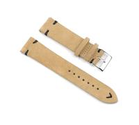 YUBAOLI Watch straps,18/20/22/24mm Handmade Stitching Vintage Suede Genuine Leather Watchband with Quick Release Spring Bar(Khaki-Black,20mm)
