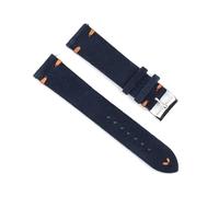 YUBAOLI Watch straps,18/20/22/24mm Handmade Stitching Vintage Suede Genuine Leather Watchband with Quick Release Spring Bar(Dark Blue-Orange,24mm)