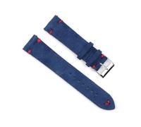 YUBAOLI Watch straps,18/20/22/24mm Handmade Stitching Vintage Suede Genuine Leather Watchband with Quick Release Spring Bar(Royal Blue-Red,18mm)