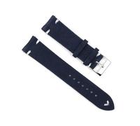 YUBAOLI Watch straps,18/20/22/24mm Handmade Stitching Vintage Suede Genuine Leather Watchband with Quick Release Spring Bar(Dark Blue-White,18mm)
