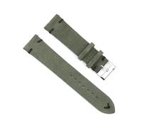 YUBAOLI Watch straps,18/20/22/24mm Handmade Stitching Vintage Suede Genuine Leather Watchband with Quick Release Spring Bar(Green-Black,22mm)