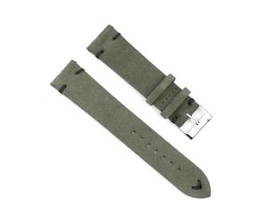 YUBAOLI Watch straps,18/20/22/24mm Handmade Stitching Vintage Suede Genuine Leather Watchband with Quick Release Spring Bar(Green-Black,22mm)