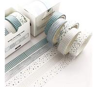 YUBBAEX Juego de 5 rollos de cinta Washi creativa básica delgada cinta decorativa para manualidades, diarios de bala, planificadores, álbumes de recortes, envolturas (cian rocío)