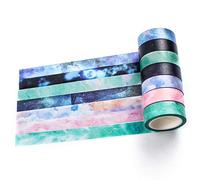 YUBBAEX - Juego de cintas washi con estampado de estrellas, extra largas, para manualidades, diarios, planificadores, lbumes de recortes y envol