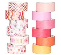 Yubbaex Washi Tape Set 12 Rollos cinta adhesiva decorativa Washi Glitter Adhesivo de Cinta Decorativa para DIY Crafts Scrapbooking 15MM De Ancho (Rosa Mezcla)