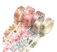 YUBBAEX Washi Tape Set cinta adhesiva decorativa Washi Glitter Adhesivo de Cinta Decorativa para DIY Crafts Scrapbooking 6 Rollos x 15MM De ancho