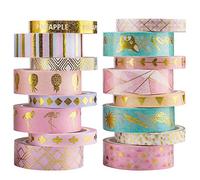 Yubbaex Washi Tape Set cinta adhesiva decorativa Washi Glitter Adhesivo de Cinta Decorativa para DIY Crafts Scrapbooking 16 Rollos