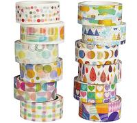 YUBBAEX Washi Tape Set cinta adhesiva decorativa Washi Glitter Adhesivo de Cinta Decorativa para DIY Crafts Scrapbooking (Basic Patterns)