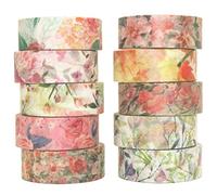 Yubbaex Washi Tape Set cinta adhesiva decorativa Washi Glitter Adhesivo de Cinta Decorativa para DIY Crafts Scrapbooking 10 Rollos