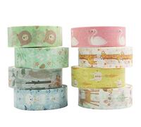 Yubbaex Washi Tape Set cinta adhesiva decorativa Washi Glitter Adhesivo de Cinta Decorativa para DIY Crafts Scrapbooking 8 Rollos