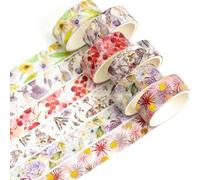 YUBBAEX Washi Tape Set cinta adhesiva decorativa Washi Glitter Adhesivo de Cinta Decorativa para DIY Crafts Scrapbooking 6 Rollos x 15MM De ancho