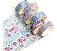 YUBBAEX Washi Tape Set cinta adhesiva decorativa Washi Glitter Adhesivo de Cinta Decorativa para DIY Crafts Scrapbooking 6 Rollos x 15MM De ancho