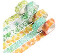 YUBBAEX Washi Tape Set cinta adhesiva decorativa Washi Glitter Adhesivo de Cinta Decorativa para DIY Crafts Scrapbooking (Sensación de hojas 6 rollos)