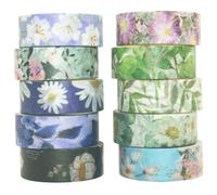 Yubbaex Washi Tape Set cinta adhesiva decorativa Washi Glitter Adhesivo de Cinta Decorativa para DIY Crafts Scrapbooking 10 Rollos