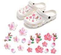 YUBBYSTU 18 dijes para zapatos, decoración de zapatos, floral, flor de melocotón, zuecos, flor para cocodrilos, estilo dulce, para mujer, regalo de cumpleaños, regalo de fiesta