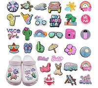 YUBBYSTU 35 dijes para zapatos de playa frescos de verano, bonitos dijes de zuecos, dijes de decoración de zapatos de PVC, accesorios de zapatos preparados compatibles con cocodrilo para vacaciones