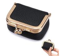 YUBBYSTU Mini joyero portátil de estilo vintage con práctico cierre de beso, estuche de viaje compacto para pendientes, anillos, collares y pulseras(Negro)