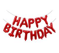 YuBeiKoo Red Happy Birthday Banner Balloon 16 pulgadas Foil Letters Balloons, Birthday Decorations and Party Supplies, Suitable for Kids Boys Girls & Adults, Party Backdrop