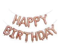 YuBeiKoo Rose Gold Happy Birthday Banner Balloon 16 pulgadas Foil Letters Balloons, Birthday Decorations and Party Supplies, Suitable for Kids Girls Boys & Adults, Party Backdrop