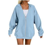 Yubenhong Cárdigans Sudaderas con Capucha de Forro Polar Sudadera con Capucha y Cremallera para Mujer Sweatshirt Manga Larga Casual Abrigo Deporte para Primavera Otono Cárdigans Ropa (Sky Blue, S)
