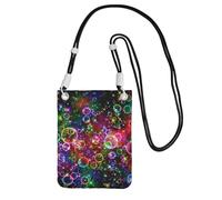 YUBVCF Colorido bolso cruzado de hombro con estampado de estrellas arcoíris para teléfono pequeño, se adapta a todos los teléfonos celulares, uso para correr, caminar, ciclismo, Black, Talla única