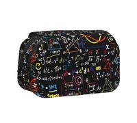 YUBVCF Estuche de doble capa con estampado de fórmula matemática para niños y niñas, estuche de transporte duradero con cremallera para la escuela, Black, Talla única, Organizador de bolsas