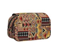YUBVCF Estuche de doble capa con estampado de retazos africanos para niños y niñas, estuche de transporte duradero con cremallera para la escuela, Black, Talla única, Organizador de bolsas