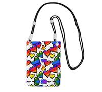 YUBVCF Funda cruzada de hombro con estampado de corazones del orgullo gay de colores arcoíris, se adapta a todos los teléfonos celulares, uso para correr, caminar, ciclismo, Black, Talla única