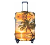 YUBVCF Funda de equipaje grande con estampado de palmeras tropicales y puesta de sol, fundas para maleta, protector elástico a prueba de polvo para equipaje de 18 a 32 pulgadas, White, S
