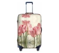 YUBVCF Funda de equipaje grande con estampado de tulipanes rosas, fundas para maleta, protector elástico a prueba de polvo para equipaje de 18 a 32 pulgadas, White, XL