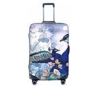 YUBVCF Funda de equipaje grande con estampado floral de pavo real, fundas de maleta, protector elástico a prueba de polvo para equipaje de 18 a 32 pulgadas, White, S