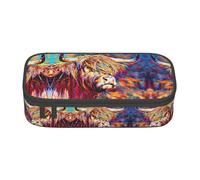 YUBVCF Highland Cow - Estuche organizador para estudiantes, niños y niñas, gran capacidad, multiranura, duradero, estuche para bolígrafos, Black, Talla única, Organizador de bolsas