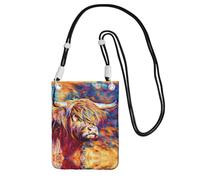 YUBVCF Highland Cow Print - Funda cruzada para teléfono móvil, se adapta a todos los teléfonos celulares, uso para correr, caminar, ciclismo, Black, Talla única