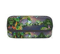 YUBVCF Many Frogs Sing On The Branches Summer Butterflies Lake Water - Estuche organizador para estudiantes, niños y niñas, caja de bolígrafos duradera con múltiples ranuras de gran capacidad, Black