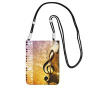 YUBVCF Piano Violín Notas Musicales Impresión Pequeño Teléfono Bandolera Bandolera Bolsa Bandolera Se adapta a todos los teléfonos celulares, Uso para correr, caminar y andar en bicicleta, Black