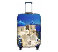 YUBVCF Santorini - Funda de equipaje grande con impresión de vista al mar de la isla griega, fundas para maleta, protector elástico a prueba de polvo para equipaje de 18 a 32 pulgadas, White, S