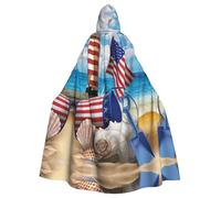 YUBVCF Sea To Shining Sea - Capa con capucha para adultos con estampado patriótico de Halloween de 57.8 pulgadas, capa de fiesta con capucha grande, carnavales temáticos de máscaras