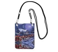 YUBVCF Snow Night - Funda cruzada para teléfono móvil, diseño de Papá Noel y ciervo, se adapta a todos los teléfonos celulares, para correr, caminar, andar en bicicleta, Black, Talla única