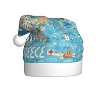 YUBVCF Sombrero de pescador temático con diseño de mapa de Grecia, para adultos, para actuaciones escénicas