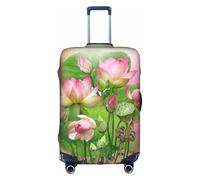 YUBVCF Spirit of The Lotus - Funda de equipaje grande con estampado de loto, fundas para maleta, protector elástico a prueba de polvo para equipaje de 18 a 32 pulgadas, White, XL