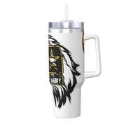 YUBVCF US Army Cool American Flag Eagle Printing - Vaso de acero inoxidable de 40 onzas, taza aislada al vacío de doble pared con asa y tapa de popote 2 en 1