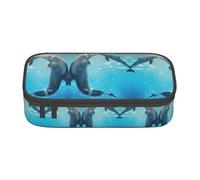 YUBVCF Winter The Dolphin - Estuche organizador para estudiantes, niños y niñas, gran capacidad, multiranura, duradero, estuche para bolígrafos, Black, Talla única, Organizador de bolsas