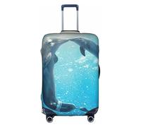 YUBVCF Winter The Dolphin - Funda de equipaje grande con estampado de delfín, fundas para maleta, protector elástico a prueba de polvo para equipaje de 18 a 32 pulgadas, White, L